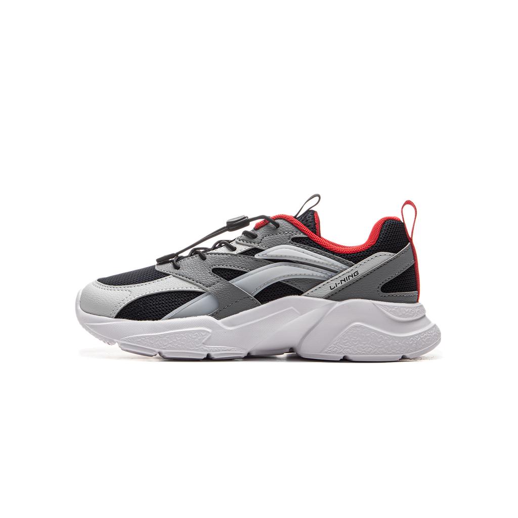 Li Ning Kids Fashion Versatile Trendy Anti-Kick Shock-Absorbing Low-Top Casual Shoes Kids Casual Shoes Black YKCU210-1