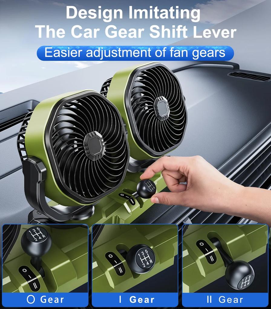 5V/12V/24V Car Dual-Head Fan 2 Speeds Wind 360° Rotatable Vehicle Cooling Fan USB Cigarette Lighter Fan Summer Cooler