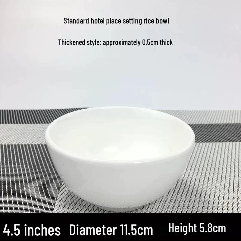 HANDUNYOU Thickened White Ceramic Rice Bowls