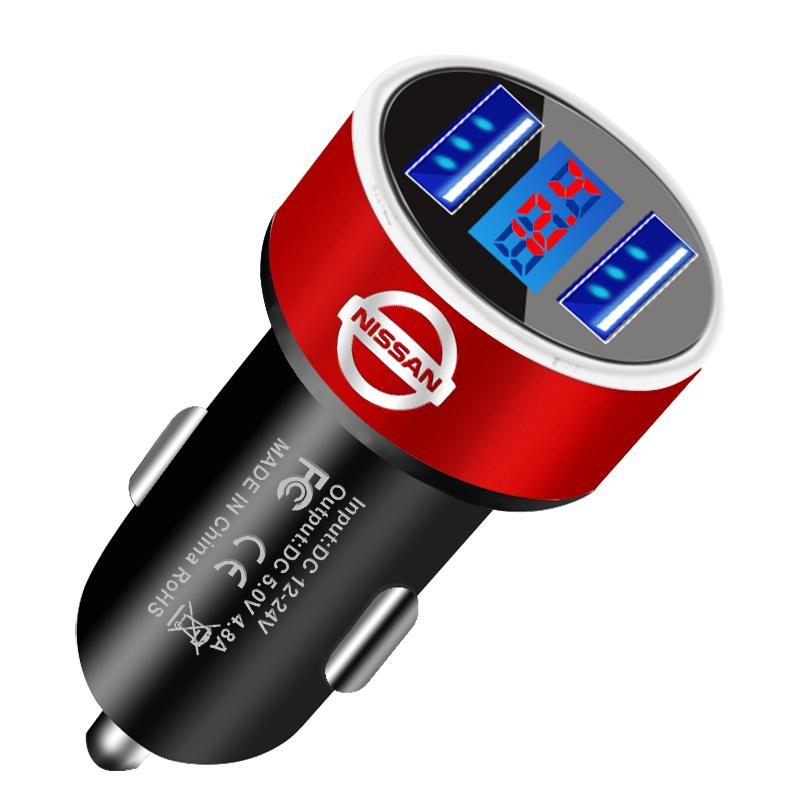 

Автомобильное зарядное устройство 2 USB порта Быстрая зарядка Цифровой дисплей Автомобильные аксессуары Для Nissan Nismo Tiida Sylphy Teana X Trail T30 T32 Almera Qashqai J10 J11