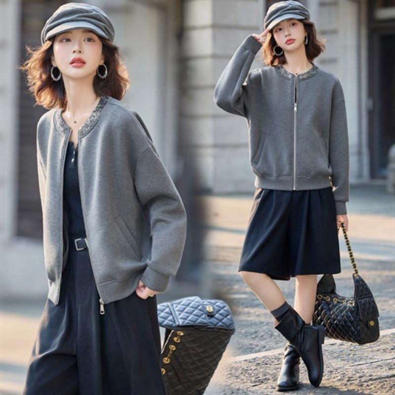 Autumn new fashion bead embroidery decorative short coat women