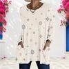 Women Plus Size Round Neck Long Sleeve Pink Purple Plaid Printed Loose Longline T Shirt With Pockets