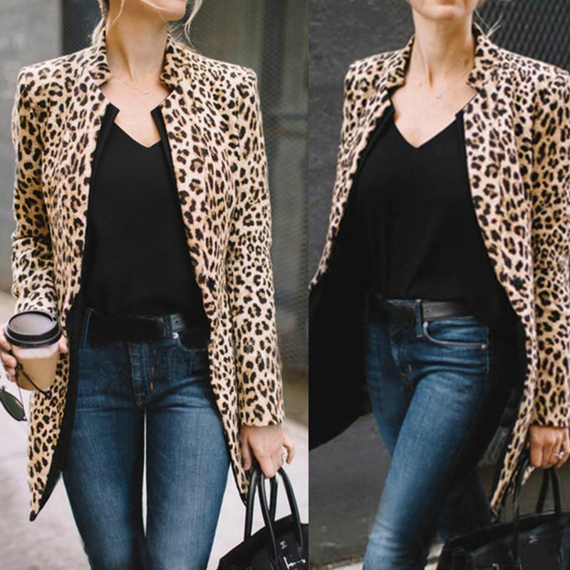 leopard long blazer