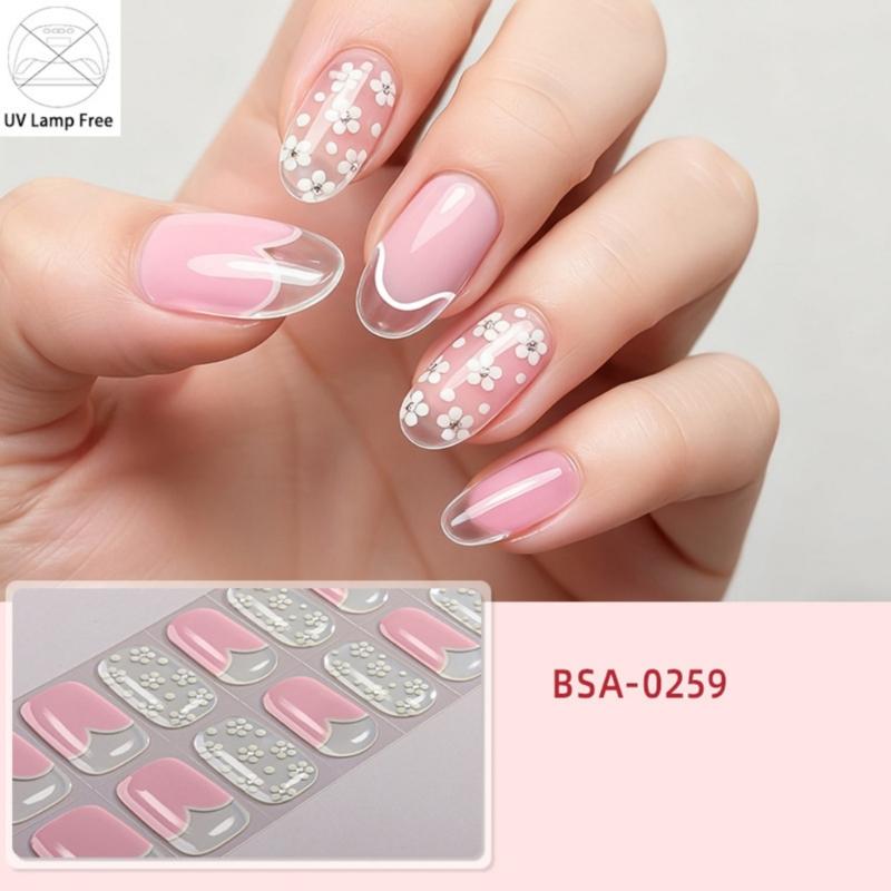 Quickly dry SelfAdhesive Nail Art Stickers Soft Waterproof Materials Gel Nail Strips For Daily Use And Special Occasions