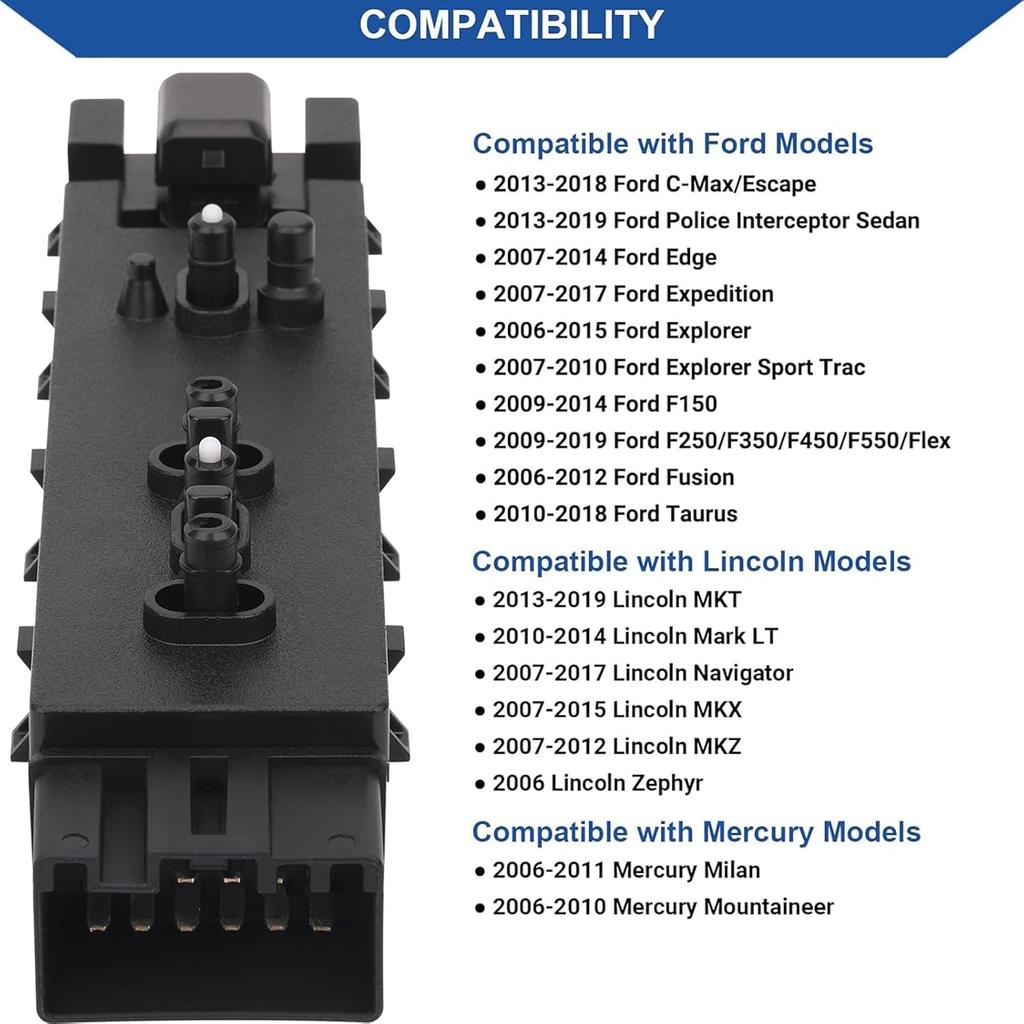 Obaee Front Left Driver Side Power Seat Switch Compatible With Ford Explorer Expedition F150 F250 F350, Lincoln MKX MKZ,Mercury Milan Mountaineer