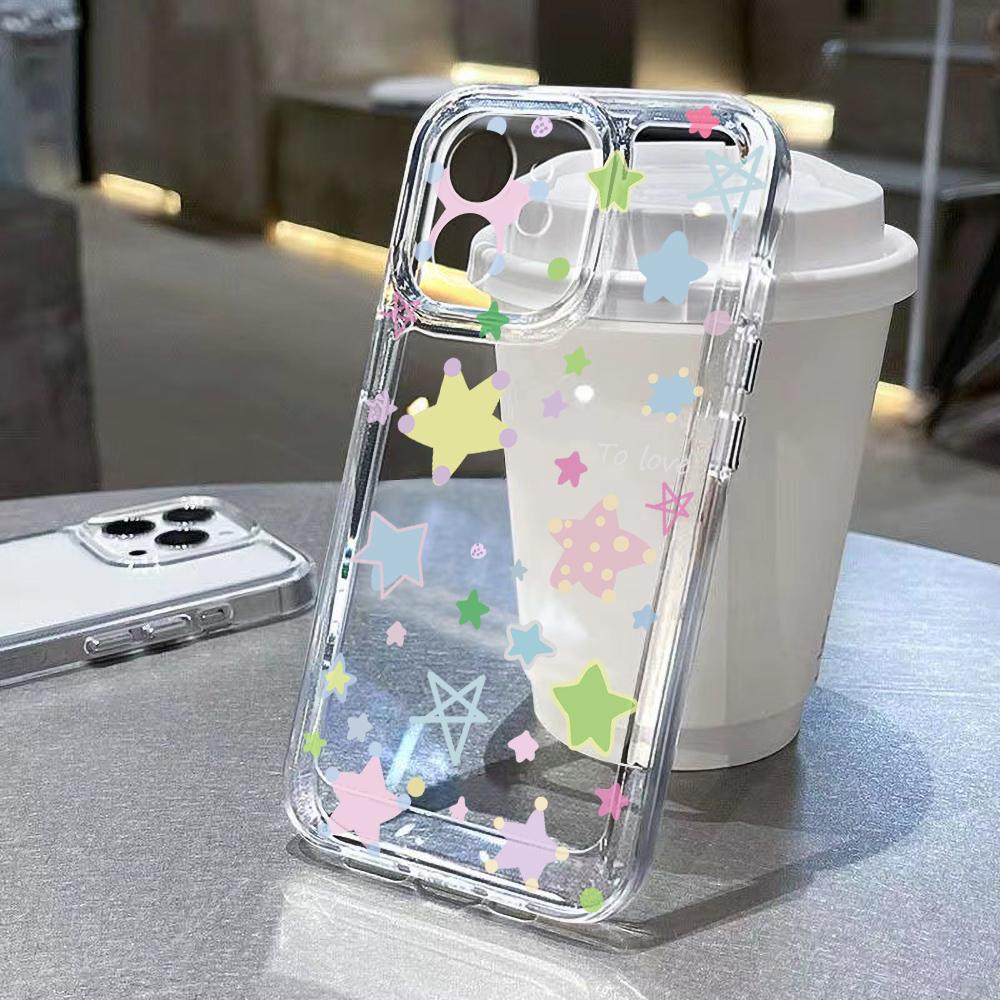 Fashion Starry Sky Stars Phone Case For IPhone 16 16E 15 14 13 12 11 17 Pro Max Air 14 Plus Shockproof Soft Clear Cases Coque