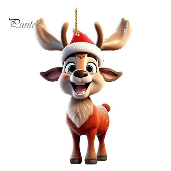 

Рождественский олень подвеска акриловый 2D плоский олень подвесное украшение мультяшный Санта Клаус шапка олень подвеска для дома рождественский декор елки D