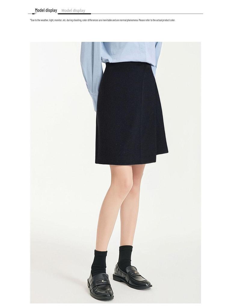 2025 Autumn/Winter Women's Luxury Deep Gray Irregular Slimming Hip-Wrap Short Skirt