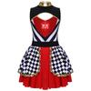 Girls Wonderland Queen Costume Sequins Mock Neck Sleeveless Chest Cutout Back Waist Bow Built In Briefs Puffy Dress