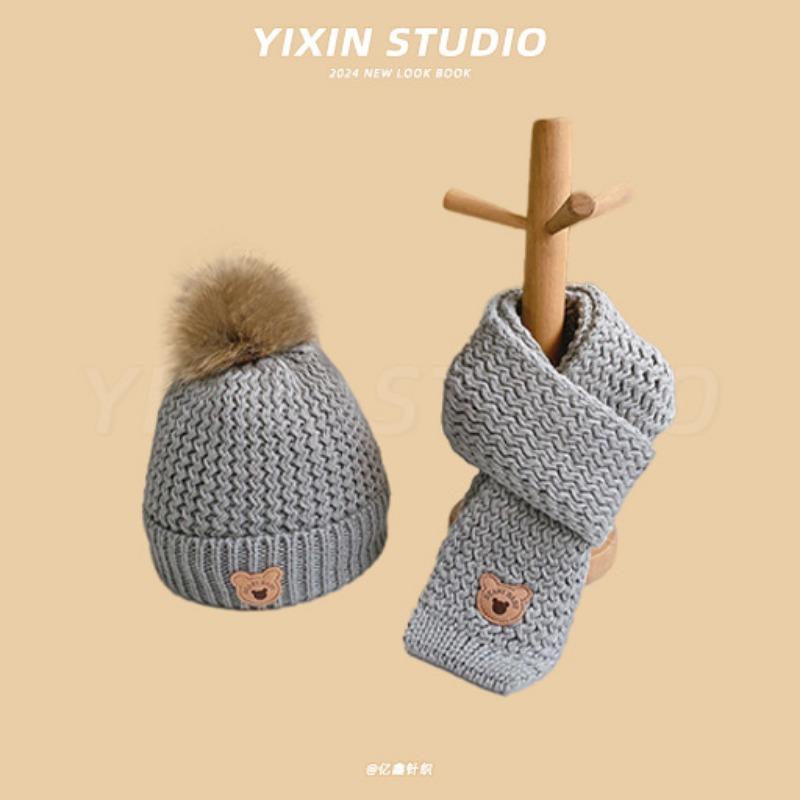 Autumn and Winter Boys and Girls Children's Hats Baby Hats Cute Cartoon Bears Plush Hats Thermal Hats Ear Protectors Knitted Hats