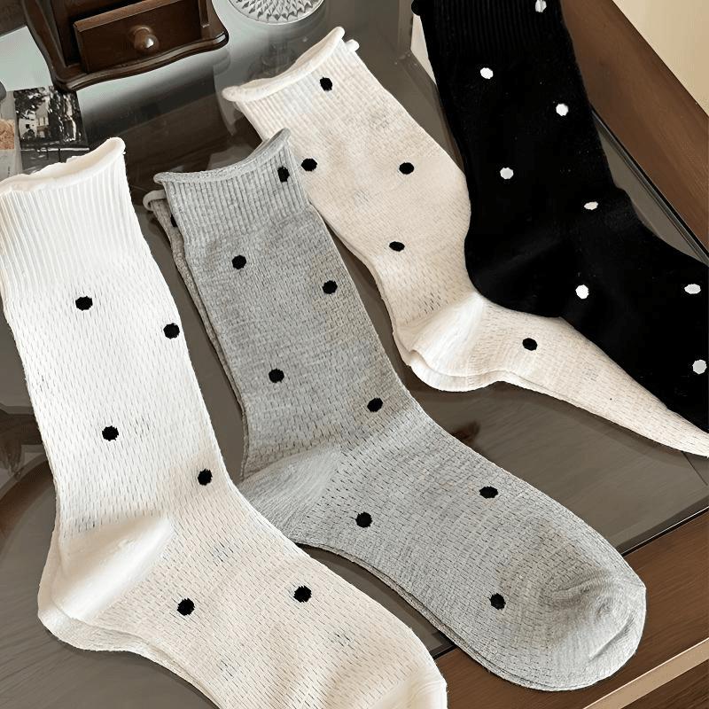 Socks Female Sweet Mary Jane Round Polka Dot Mesh Breathable Curling Pile