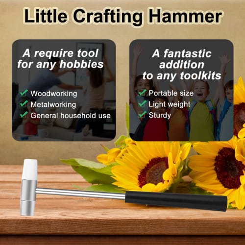 Dual-Head Small Hammer, 7-Inch Long, Ergonomic Grip, Double-Sided Jewelry Mallet Hammer, Mini Hammer for Crafts, Watchmaking, Tuning, Woodworking, Toy