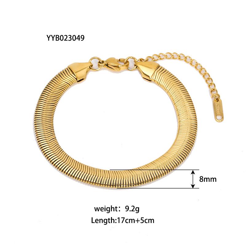 "Doppellagiges kubanisches und flaches Schlangenkettenarmband aus Titanstahl aus 18 Karat Gold für Damen"