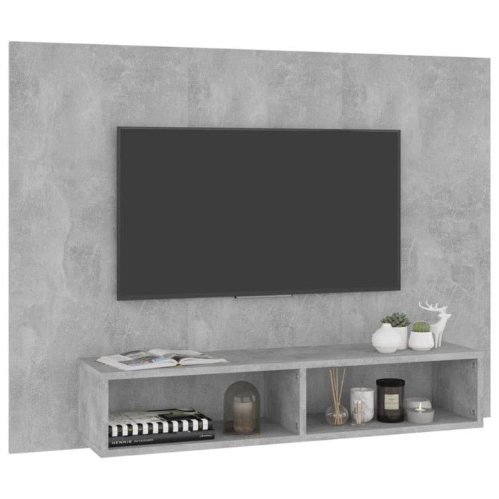 vidaXL Meuble TV Mural Gris Béton, 120x23,5x90 Cm Aggloméré