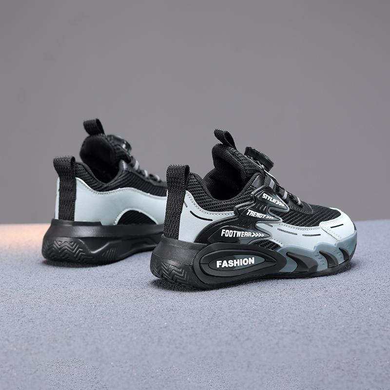 Spring and Autumn Boys' Rotating Button Lightweight and Comfortable Sports Shoes with Breathable Mesh for Children