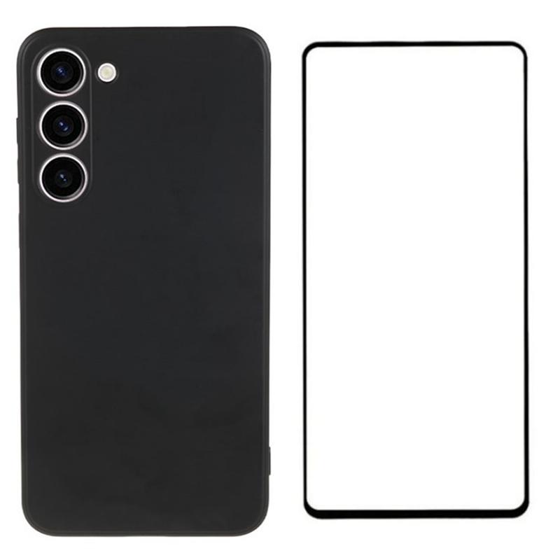 

For Samsung Galaxy S23 Case with Screen Film Soft TPU Phone Cover Black