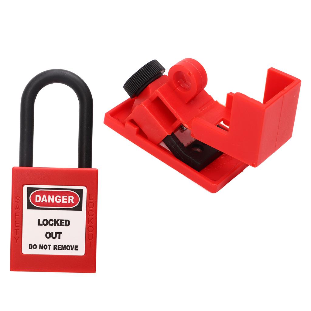 Strømbryter Låsesett CB 07 Strømbryter Lås 38mm Nylon Hengelås Strømisolasjon Sikkerhetslås