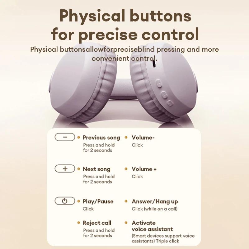 Original Lenovo LS106 Bluetooth 6.0 Headset Over Ear Lightweight Wireless Headphones HiFi Sound ENC Noise Cancelling Mic for Phone PC