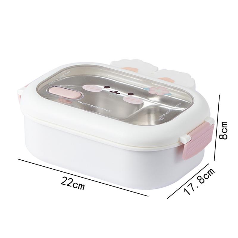 950ml Cute Rabbit Lunch Box Stainless Steel 2 Grid Bento Box Buckle Design Sealed and Leak-proof Portable Food Storage Container 2 950ml 1 белый 2350₽