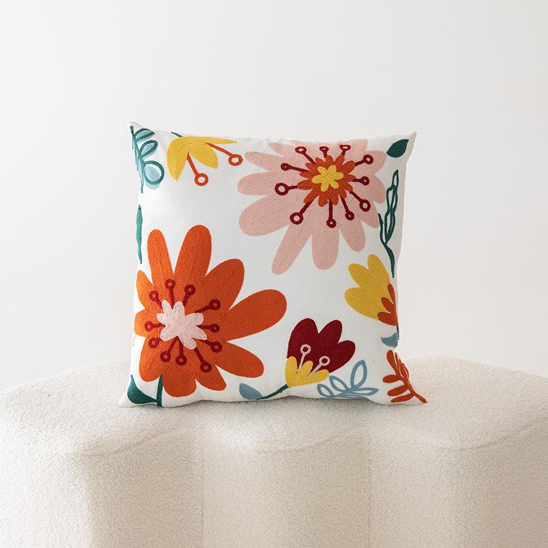 New Canvas Towel Embroidered Pillowcase Ins Pastoral Home Style Living Room Sofa Decoration Cushion Waist Pillow