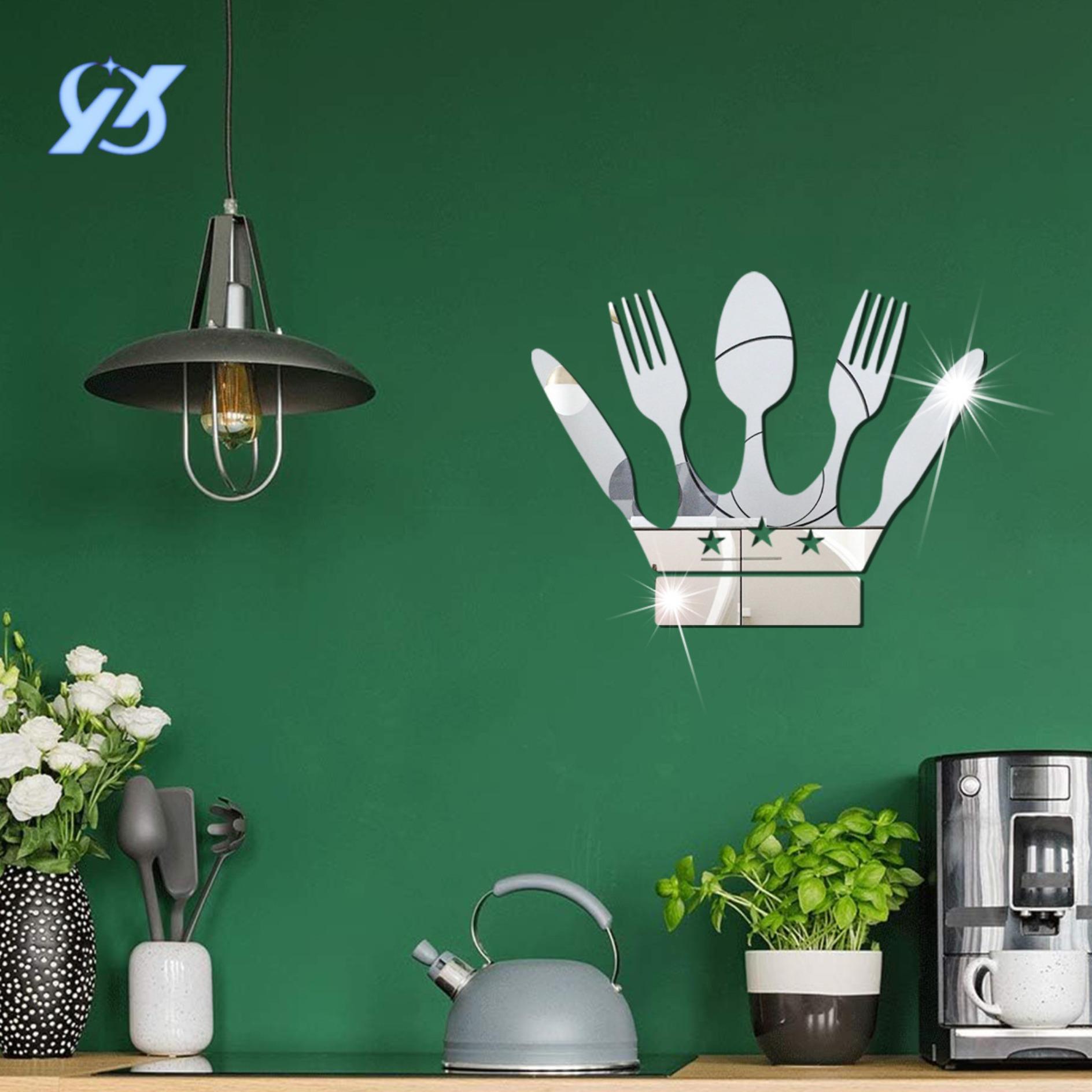 

Creative knife, fork, spoon mirror sticker, three-dimensional acrylic wall sticker, decorative kitchen restaurant wall sticker