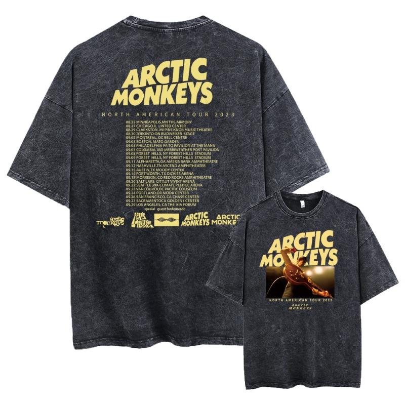 Retro Rock Arctic Monkeys Musikalbum Grafik T-Shirt Herren Vintage Washed Oversized Kurzarm T-Shirt Y2k Hip Hop Streetwear