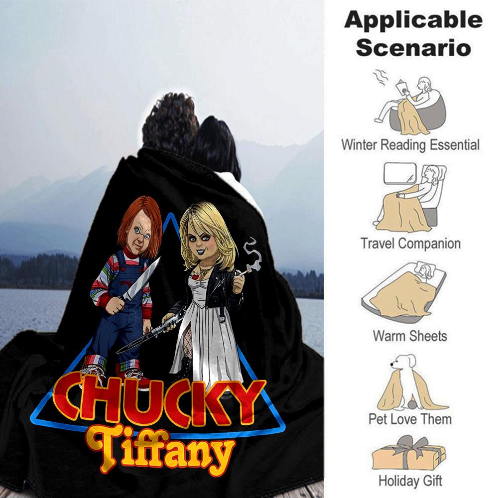 Chucky Tiffany'S Tale Flannel Blanket Super Soft Warm Cozy Blanket For Sofa Bed Office Travel Allseason Home Decor Gift