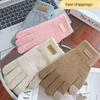 Fleece-Lined Thick Touchscreen Gloves for Women, Winter Warm Knitted Gloves for Women, Cycling Gloves for Men, Five-Finger Winter Cotton Gloves for