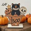 Stylish Courtyard Ornaments Cute Halloween Black Cat Pumpkin Skull Decor Vintage Boo Wooden Minimalist Home Accessories Signs Tabletop Decoration