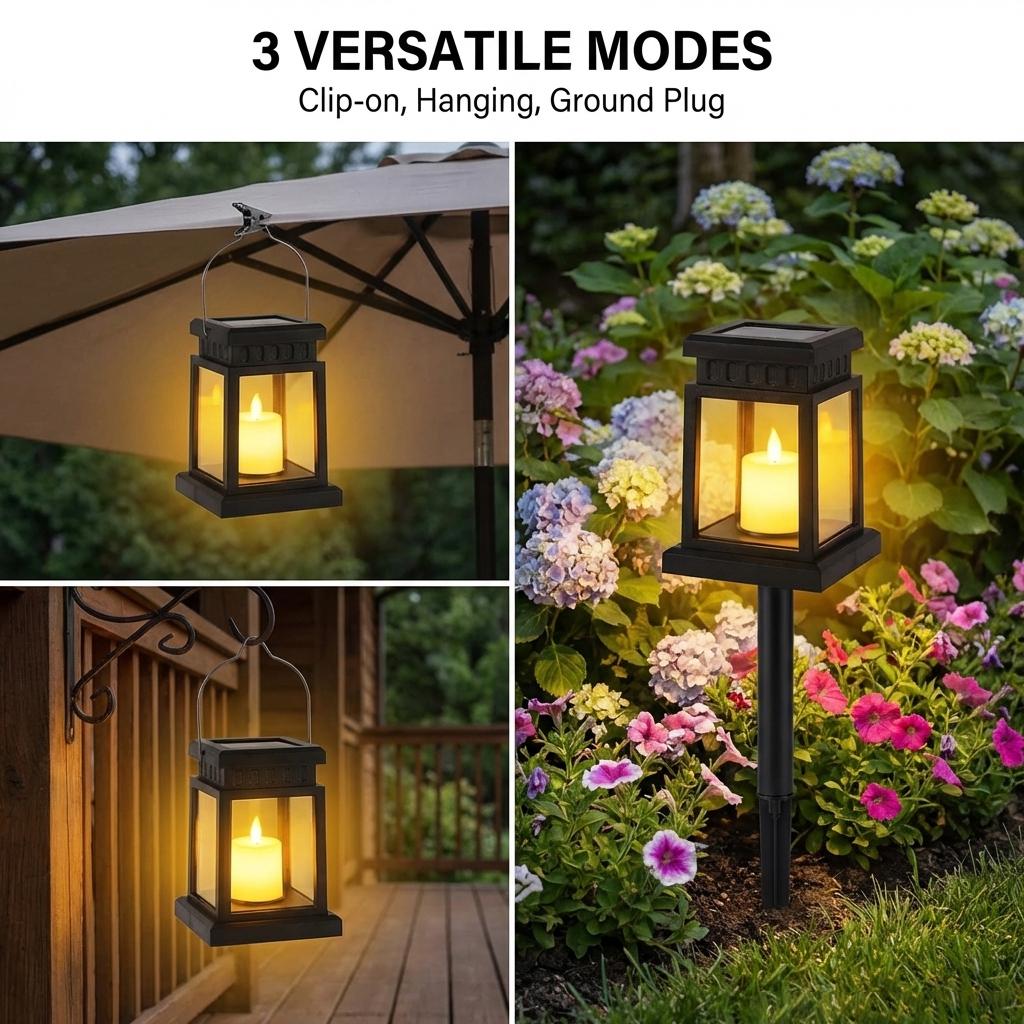 4/2/1PC Solar Palace Lantern Outdoor Hanging Waterproof LED Decoration Flashing Flameless Candle Light, Used for Christmas Party Decoration