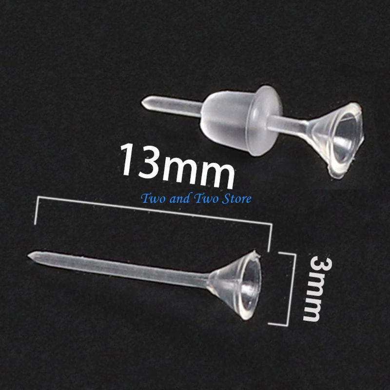 HX6F Creative 100 Set Clear Earrings Ear Studs Piercing Retainers for Women Men