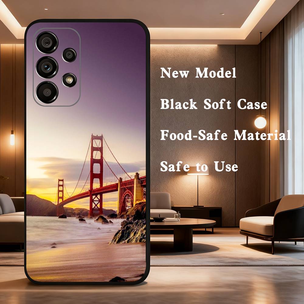 

USA Golden Gate Bridge For Samsung Galaxy A53,31,52,72,41,22,73,32,71,Note,J7,8,9,5G Soft Black Silicone Phone Case SamsungA41
