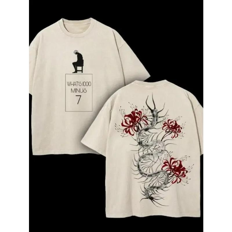 Heißes Anime Tokyo Ghoul Kaneki Ken Druck T-Shirt Herren Damen T-Shirts Kurzarm Baumwollkleidung Retro Gewaschenes T-Shirt Harajuku Oberteile
