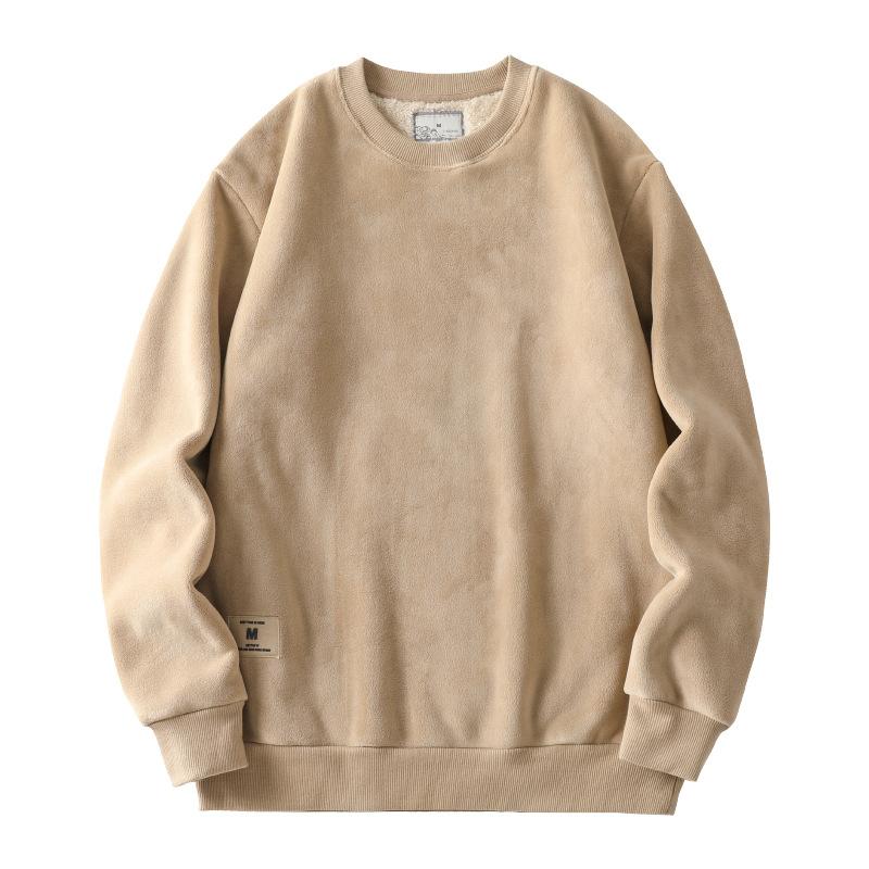 High Quality Men's Women's Oversized Autumn Winter Plus Velvet Long Sleeve Tops Blouse T-Shirts Undershirts For Men Lamb Wool Pullovers Sweatshirts