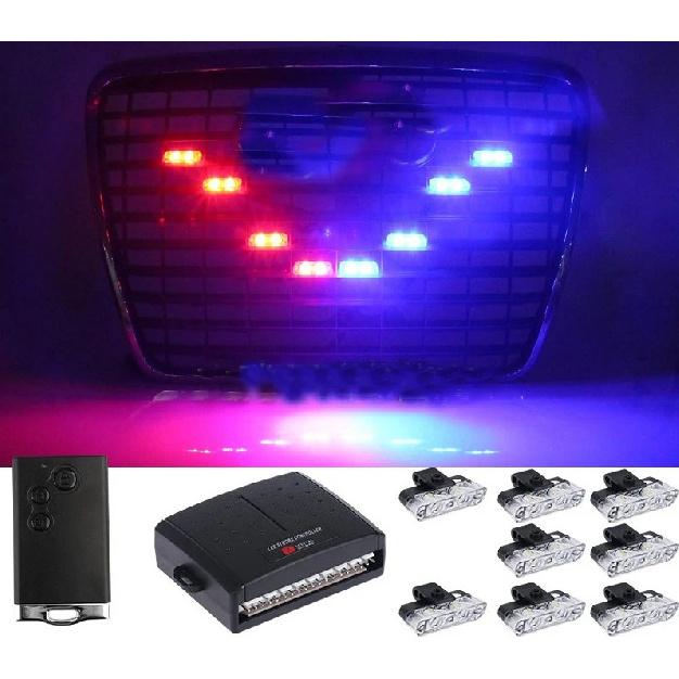 8/16 in 1 LED Suv Grille Strobe Light Automotive Strobe Warning LED Flashing Emergency Car External Light with wireless control