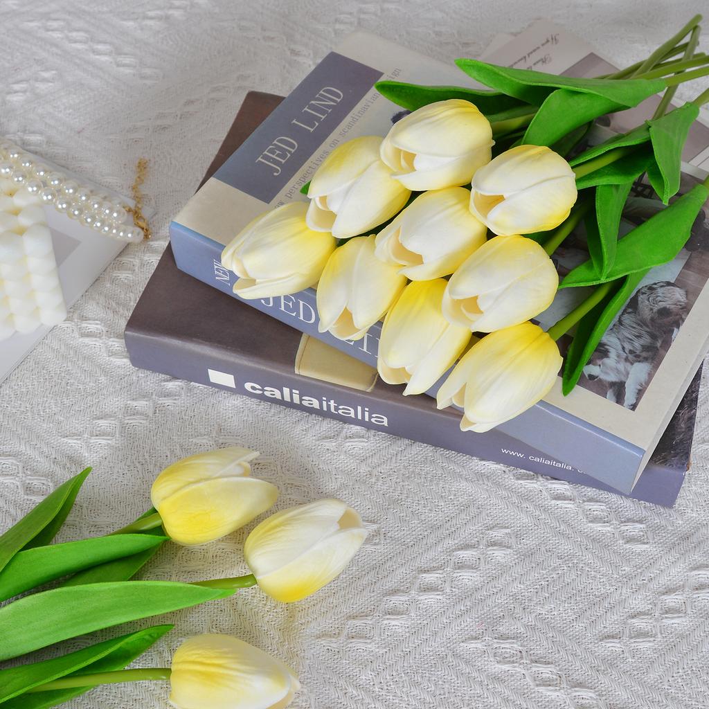 30 Stück Künstliche Tulpen 34cm Real Touch PU Kunstblumen Tulpenstiele für Hochzeit Frühlingsstrauß Blumengesteck Zuhause Büro Party Dekoration