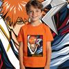 Bleach Ichigo Anime Print Tee for Kids Pure Cotton Short Sleeve T Shirt Boys Girls Casual Summer Top