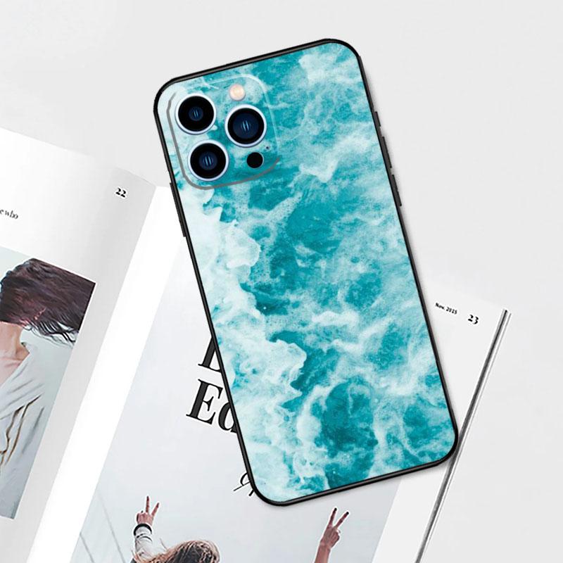 Modrý Mořský Oceán Vlny Pouzdro Pro iPhone 15 14 13 12 11 Pro Max Mini Kryt X XR XS SE 8 7 14 15 Plus Příslušenství