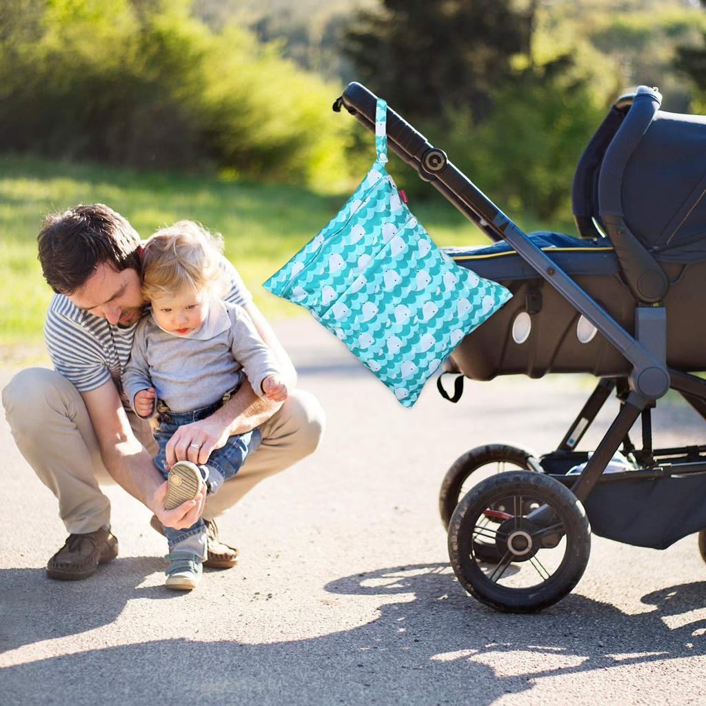 Damero Waterproof Diaper Cute Holds Bath and Meal Perfect Christmas Gift Cute Whale Bag, 3-Piece Set, Multifunctional, Diapers, Clothes, Swimsuit,