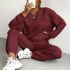 2025 Autumn/Winter Women's Cable Knit Patchwork Two-Piece Set – Long Sleeve Round Neck Top & Joggers