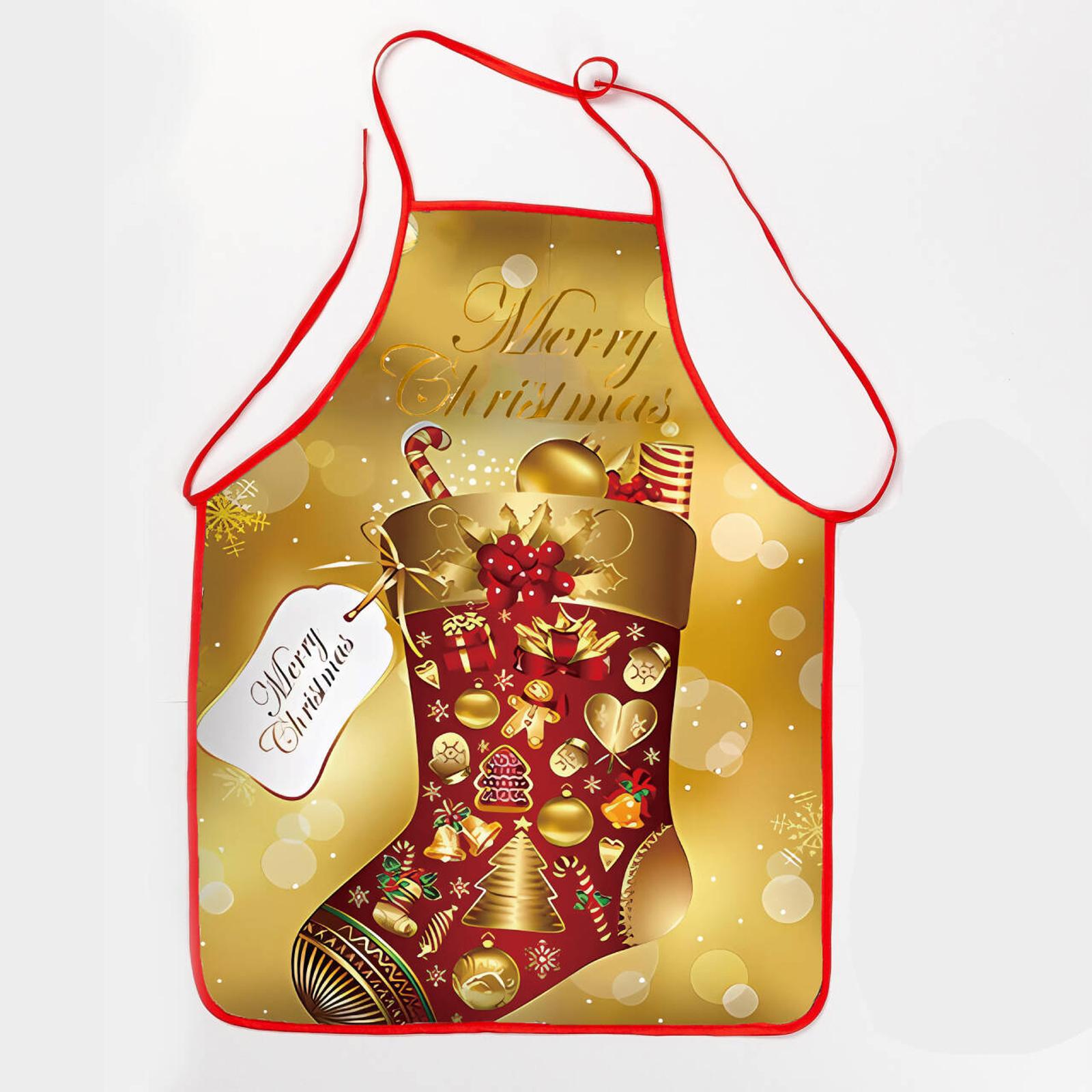 

Рождественский фартук с принтом Клауса, водонепроницаемый и устойчивый к пятнам, бытовой рождественский фартук One Size