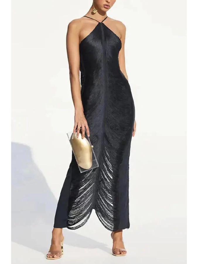 2026 Neuer Stil Damen Quasten Neckholder Maxikleid