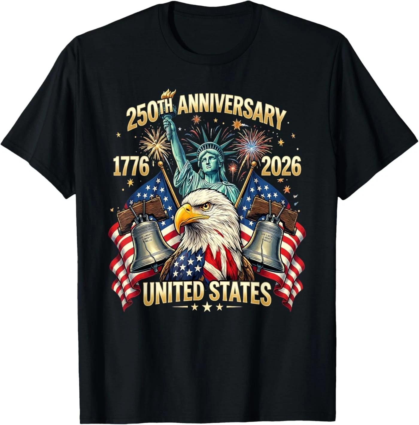 250 Years American Anniversary 1776-2026 USA Flag T-Shirt XL