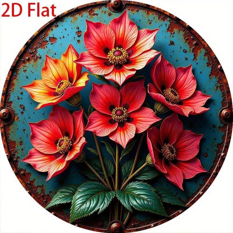 2D Flat Hanging Decorative Metal Sign Hand Painted Art