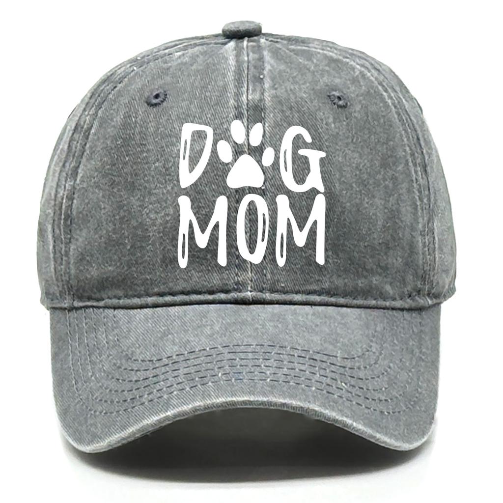DOG MOM Print Adjustable Sun Hat Cotton Caps For Man Washed Retro Raw Brim Snapback Caps Ideal Choice For Casual Wear