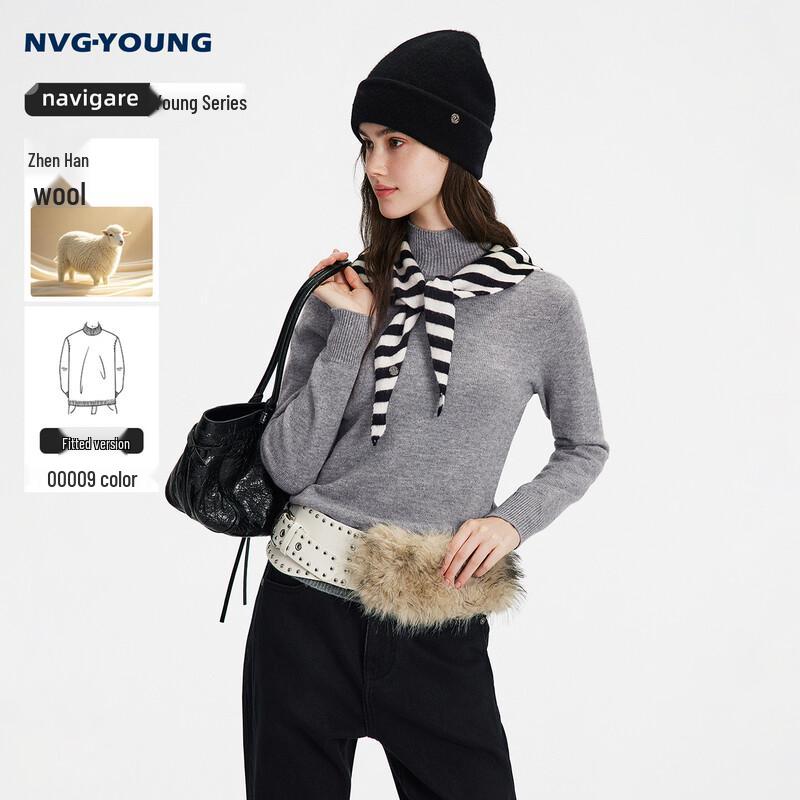NVG·YOUNG Wool-Blend Mock Neck Pullover Sweater