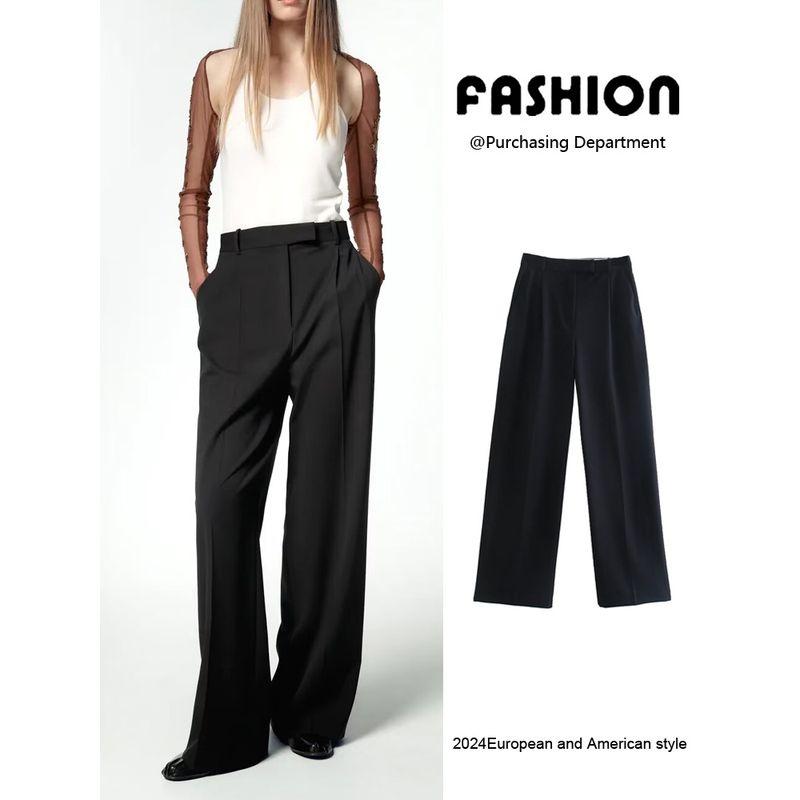 Za2024 Summer New Product Women's Clothes Casual All-Matching Straight Pleated High Waist Wide Leg Pants Pants 8372124 812