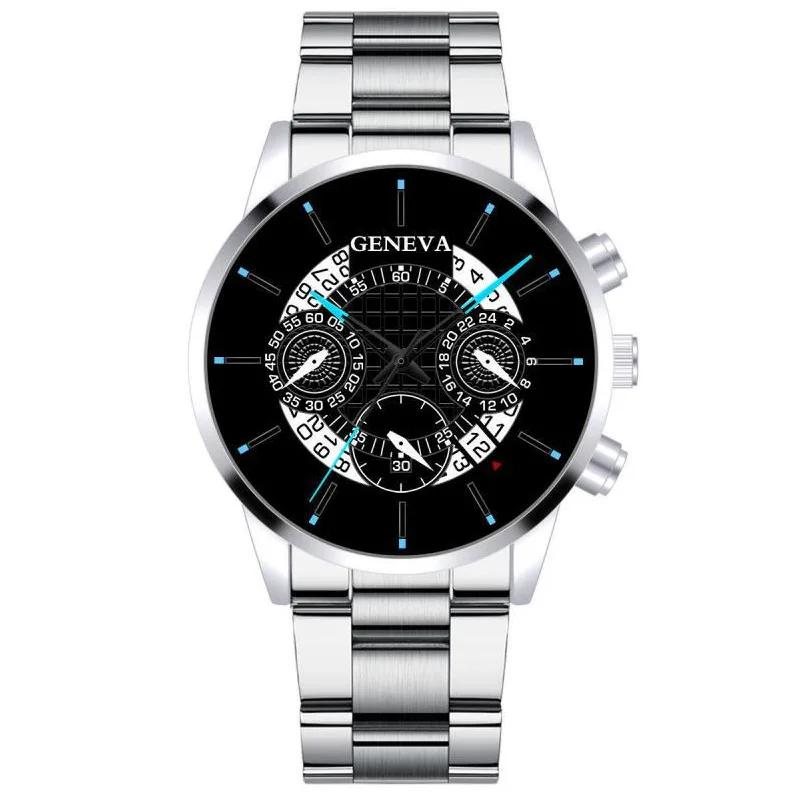Fashion Men Black Stainless Steel Watch Luxury Calendar Quartz Wrist Watch Mens Business Watches for Man Clock