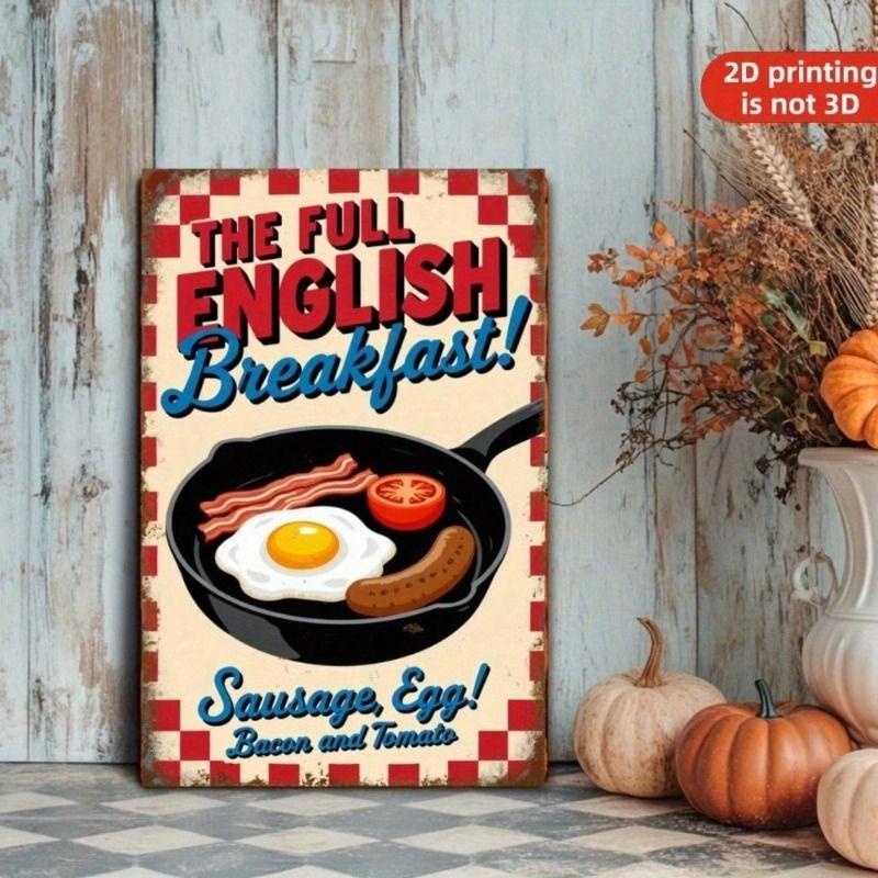 Vintage Breakfast Egg Bacon Metal Poster Wall Art Kitchen Decor
