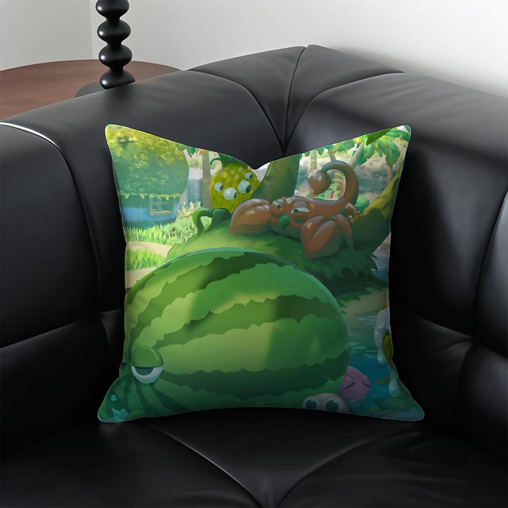 Cute Healing B-Bugsnax Game Cushion Cover Pillow Case Anti-Dustmite Invisible Zipper Silky Plush Cushion
